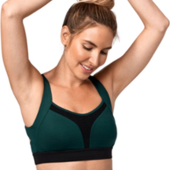 Manduka Green and Black Infinity Sports Bra, XS - Picture 1 of 9